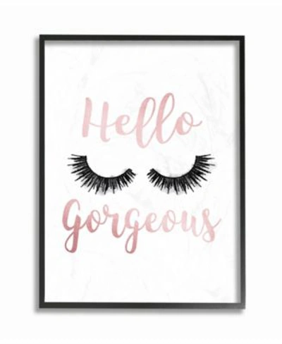 Stupell Industries Hello Gorgeous Black Eyelashes Typography Framed Texturized Art Collection In Multi