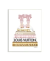 Stupell Industries Pink Gold Tone Heels Bookstack Glam Fashion Design Wall Plaque Art Collection In Multi-color