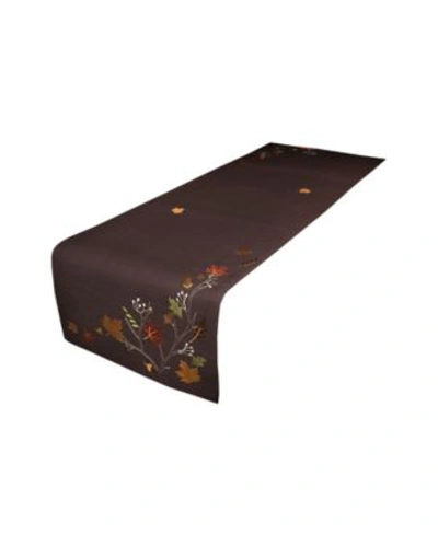 Xia Home Fashions Autumn Branches Embroidered Fall Table Runner Collection In Coffee
