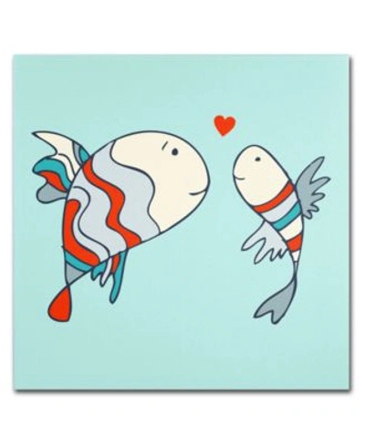 Trademark Global Carla Martell Two Little Love Fish Canvas Art Print Collection In Multi