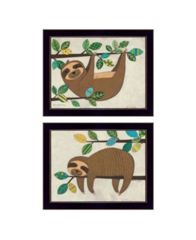 Trendy Decor 4u Cute Sloths 2 Piece Vignette By Bernadette Deming Frame Collection In Multi