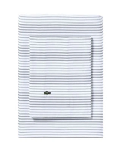 Lacoste Home Striped Cotton Percale Sheet Sets Bedding In Sleet