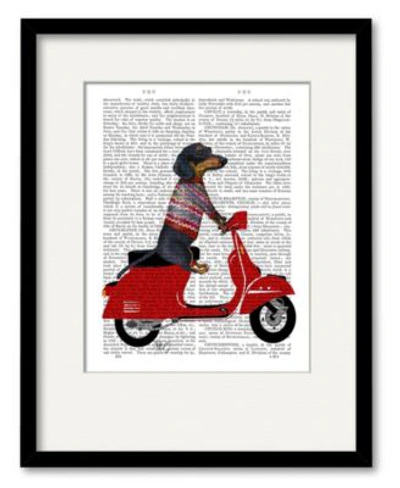 Courtside Market Dachshund On A Moped Framed Matted Art Collection In Multi