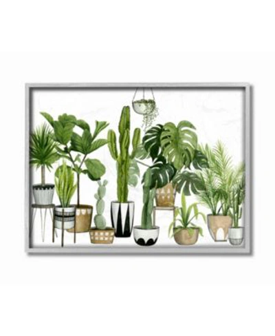 Stupell Industries Boho Plant Scene With Cacti Succulents In Geometric Pots Watercolor Gray Framed Texturized Art Colle In Multi