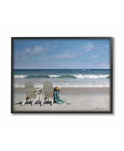 Stupell Industries Two White Adirondack Chairs On The Beach Framed Texturized Art Collection In Multi