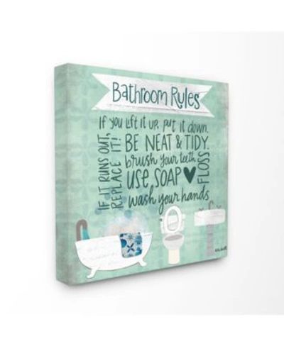 Stupell Industries Aqua Blue Bathroom Rules Collage Look Typography Collection In Multi
