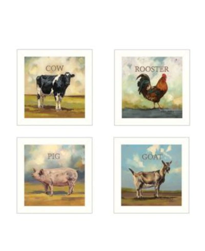 Trendy Decor 4u Farm Animals 4 Piece Vignette By Bonnie Mohr Frame Collection In Multi