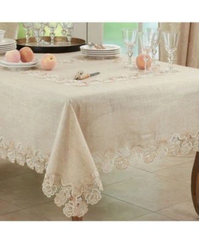 Saro Lifestyle Lace Tablecloth With Rose Border Design In Open White