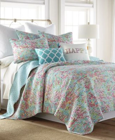 Levtex Karola Floral Reversible Quilt Sets In Teal