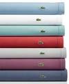 Lacoste Home Solid Cotton Percale 4 Pc. Sheet Sets Bedding In Pumice