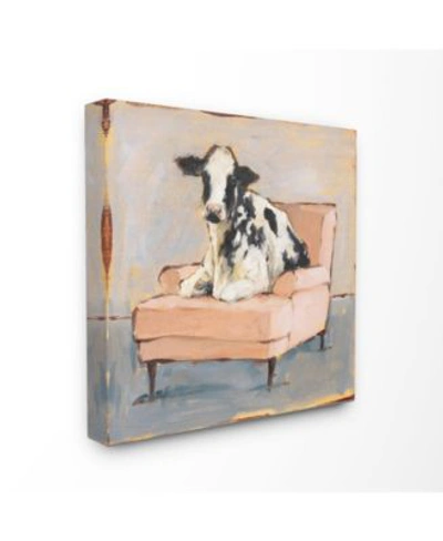Stupell Industries Sweet Baby Calf On A Pink Couch Neutral Color Painting Canvas Wall Art Collection In Multi