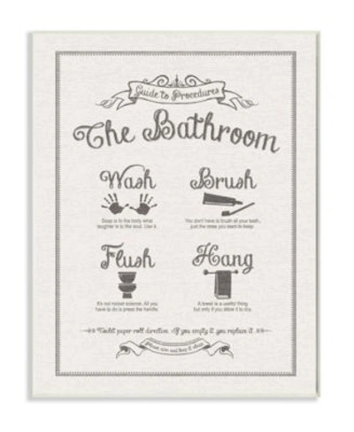 Stupell Industries Guide To Bathroom Procedures Linen Look Art Collection In Multi