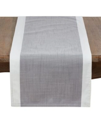 Saro Lifestyle Table Runner With Banded Border In Silver