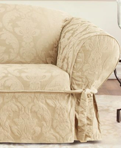 Sure Fit Matelasse Damask Slipcover Collection In White