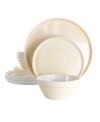 Elama Crafted Clay 12pc Melamine Dinnerware Set In Cream