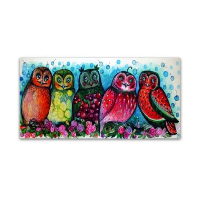 Trademark Global Oxana Ziaka 5 Owls Canvas Art Collection In Multi