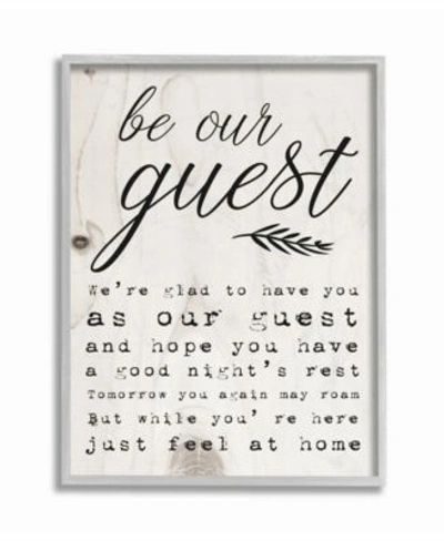 Stupell Industries Be Our Guest Poem Cursive Gray Framed Texturized Art Collection In Multi