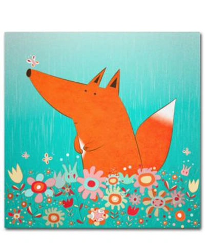 Trademark Global Carla Martell Fox In Flowers Canvas Art Print Collection In Multi