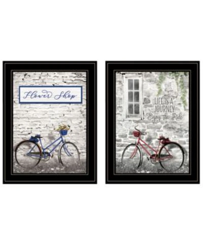 Trendy Decor 4u Romantic Bicycles 2 Piece Vignette By Lori Deiter Collection In Multi