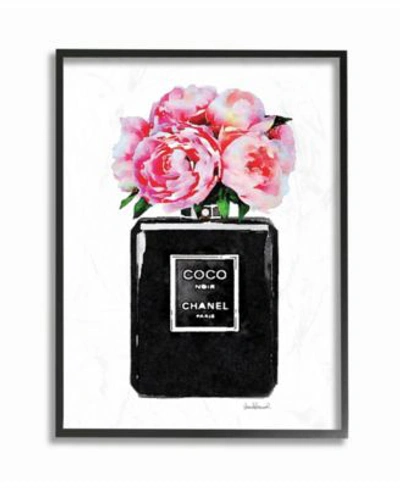 Stupell Industries Glam Perfume Bottle Flower Black Peony Pink Wall Art Collection In Multi