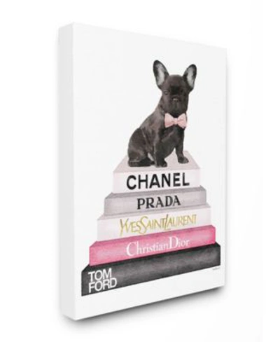 Stupell Industries Book Stack Fashion French Bulldog Art Collection In Multi