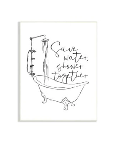 Stupell Industries Shower Together Funny Ink Drawing Bathroom Design Wall Plaque Art Collection In Multi-color