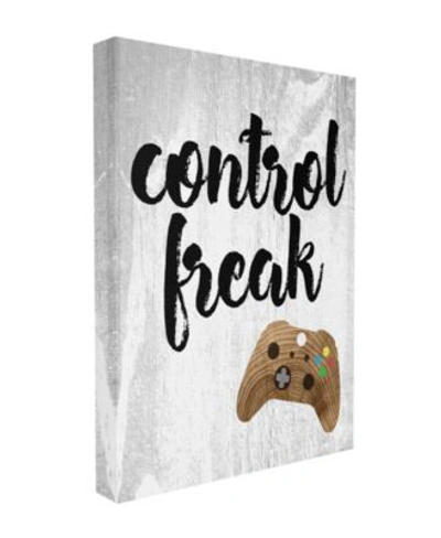 Stupell Industries Control Freak Wood Texture Sign With Video Game Controller Stretched Canvas Wall Art Collection By D In Multi-color