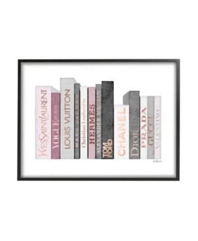 Stupell Industries Fashion Designer Bookstack Pink Gray Watercolor Black Framed Giclee Texturized Art Collection By Ama In Multi-color
