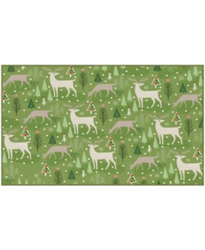 Mohawk Reindeer Flurries Accent Rugs Bedding In Olive