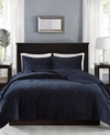 Madison Park Harper Quilted Velvet Coverlet Sets In Navy