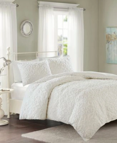 Madison Park Sabrina Tufted Cotton Chenille Duvet Cover Sets Bedding In White