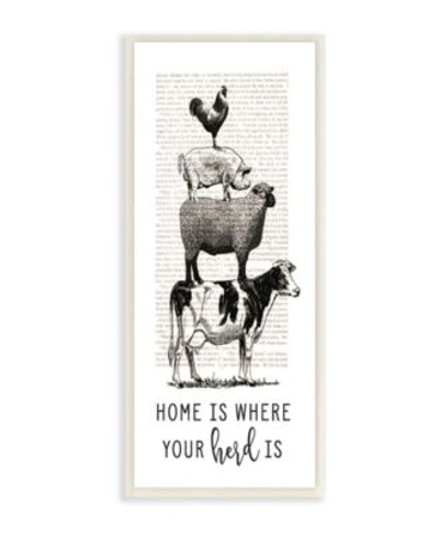 Stupell Industries Home Is Where Your Herd Is Book Animals Wall Art Collection In Multi