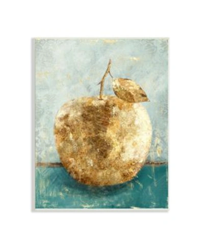 Stupell Industries Gold Tone Apple Green Textured Food Painting Wall Plaque Art Collection In Multi-color