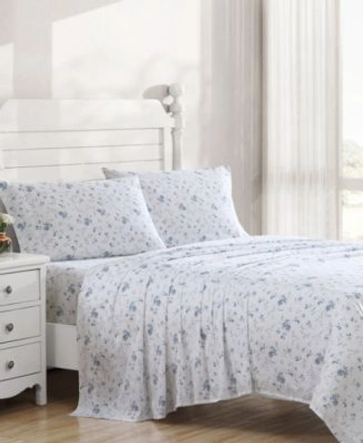 Laura Ashley Garden Muse Cotton Sateen Sheet Sets Bedding In Blue Cashmere