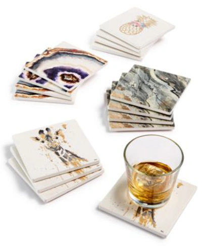 Thirstystone Printed Coaster Set Collection In White