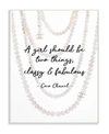 STUPELL INDUSTRIES CLASSY FABULOUS FASHION QUOTE WITH PEARLS WALL PLAQUE ART COLLECTION