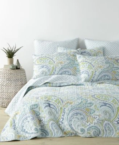 Levtex Cortona Reversible Paisley Quilt Set Euro Sham Collection In Green