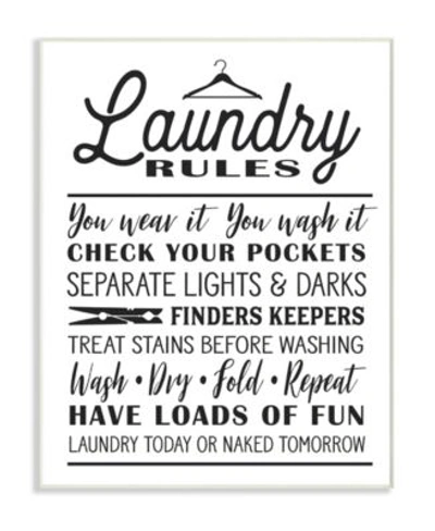 Stupell Industries Laundry Rules With Hanger Typography Art Collection In Multi