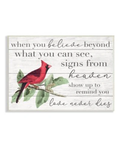 Stupell Industries Believe Love Never Dies Inspirational Cardinal Bird Word Design Wall Plaque Art Collection By Daphne In Multi-color