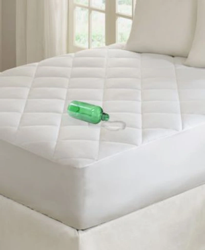 Madison Park Quiet Nights Quilted Diamond Down Alternative Waterproof 300 Thread Count Cotton Sateen Mattress Pad In White