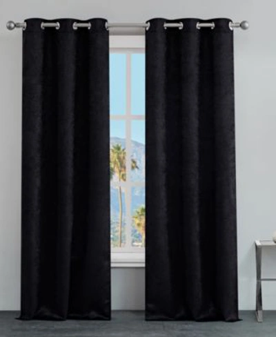Juicy Couture Faux Suede Solid Thermal Woven Room Darkening Grommet Window Curtain Panel Pair Collection In Black
