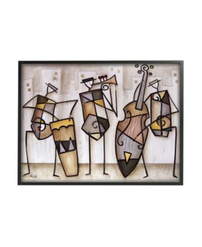 Stupell Industries Musical Trio Abstract Modern Painting Black Framed Giclee Texturized Art Collection By Eric Waugh In Multi-color