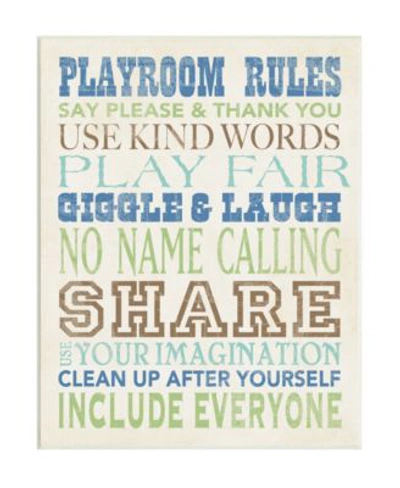 Stupell Industries Boys Playroom Rules Typography Wall Plaque Art Collection By Stephanie Workman Marrott In Multi-color