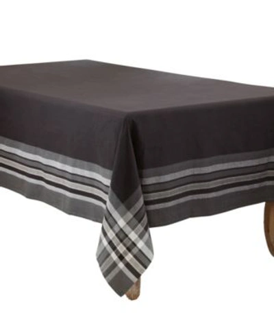Saro Lifestyle Striped Border Design Tablecloth In Black