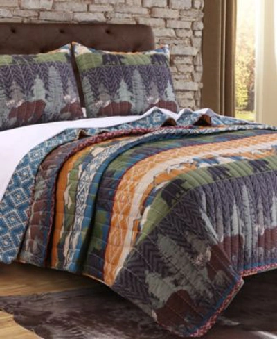 Greenland Home Fashions Black Bear Lodge Quilt Set 3 Piece In Multi