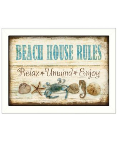 Trendy Decor 4u Beach House Rules By Mollie B. Printed Wall Art Ready To Hang Collection In Multi