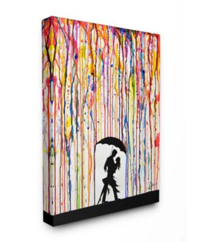 Stupell Industries Melting Colors Rainbow Rain Drops Umbrella Dancing Silhouette Stretched Canvas Wall Art Collection In Multi