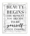 STUPELL INDUSTRIES BEAUTY BEGINS ONCE YOU DECIDE TO BE YOURSELF WHITE MARBLE TYPOGRAPHY WALL PLAQUE ART COLLECTION