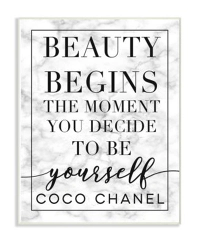 Stupell Industries Beauty Begins Once You Decide To Be Yourself White Marble Typography Wall Plaque Art Collection In Multi