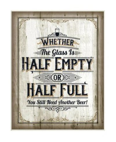 Stupell Industries Half Empty Beer Sign Bar Room Word Design Wall Plaque Art Collection By Retrorocket Studio In Multi-color